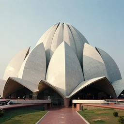 futuristic  lotus temple by buckminster fuller and syd mead, intricate contemporary architecture, photo journalism, photography, cinematic, national geographic photoshoot