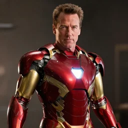 arnold schwarzenegger as iron man, cinematic lighting, photorealistic