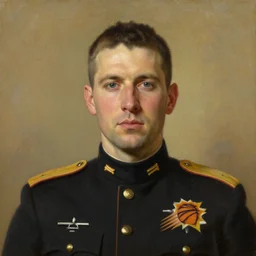 facial portrait of the phoenix suns dictator in military uniform, 1 7 8 0, oil on canvas by william sidney mount, oil on canvas, octane render