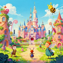 photo of town whimsical fairy wonderland vibrant colors candyland wonderland by artgerm and greg rutkowski and magali villeneuv art beeple, by thomas kinkade hearstone league of legends dofus beatrix potter