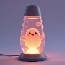 single lava lamp, gelatinous cute creature inside, happy, playful, globules, 8 k, octane render by pixar