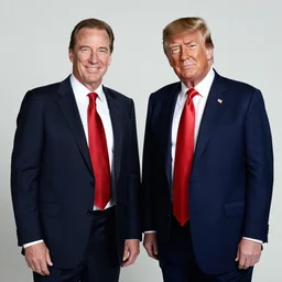 jean Claude van damme meeting donald trump, a studio portrait.