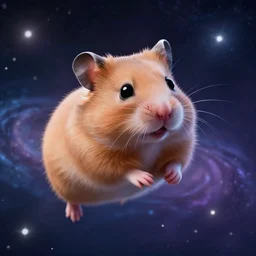 Epic digital art of cute hamster flying in galaxy, the best on ArtStation, cinematic, detalied, high quality, profesional, 8k, CGSociety,