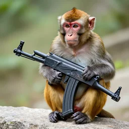 a monkey with an ak 4 7