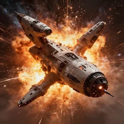 exploding spaceship from the movie dune, 2 0 2 1 cinematic 4 k framegrab, intricate abstract spaceship floating, lots of explosions all over the spaceships