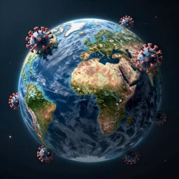 a virtual virus dominated the entire planet earth, artstation, ultradetailed, digital Painting, by James gurney and Pipilotti Rist