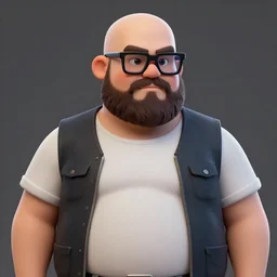 A fat bald man with a beard and glasses,cowboy bebop style, digital art, 8k, UHD
