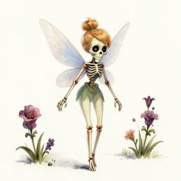 Skeleton tinker bell, horror, skull, flowers, scary, Drawn by Pixar