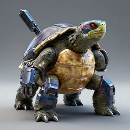 3 d render of an cyber turtle heavily armed