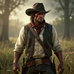 a digital portrait of a human hunter from hunt showdown, western era, hyper realistic, horror, back lighting, luisiana, in the style of greg rutkowski,