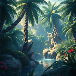 tropical biome. highly detailed, digital painting, engraving, artstation, sharp focus, unreal engine 5, 8 k, art by kilian eng