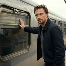 photo of tobey maguire stopping a train