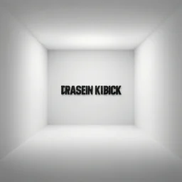 a prhase floating in the middle of a large cubic white room with no objects, misterious, 3 d perspective, still from movie by stanley kubrick