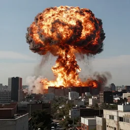Nuclear Explosion in the distance, cityscape, Realistic, Real Event