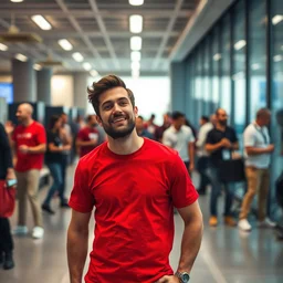 that feeling of joining an awesome company wearing a red t - shirt