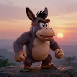 still photo of a real sunset inside the first level of donkey kong country ( 1 9 9 4 ), in the movie hook, real life, photorealistic, soft focus, long exposure