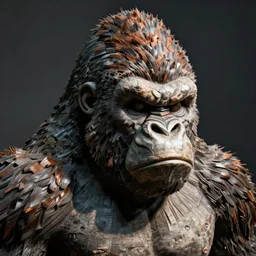 angry gorilla head brutalism style statue