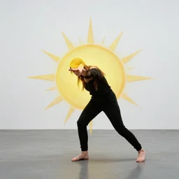 performance art by eliza douglas documented by juergen teller, a young woman transforming the sun into a conspiracy theory, photorealism, documentary