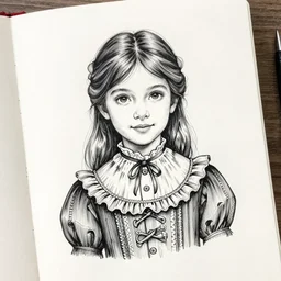 little victorian girl, black ink on paper, trending on artstation, beautiful, intricate, detailed