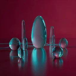 technologic probes, cell shaded, hyperrealism, reflective surface, highly refractive material, chiaroscuro!!, minimalism!!, maroon highlight, hdr!!, loose wires, cyan light, vibrant, multiple lights, by gil elvgren and greg rutkowski and ilya kuvshinov and anton fadeev and giger