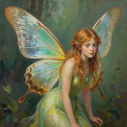 a detailed painting of a real fairy creature with butterfly wings, by craig mullings