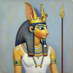 the goddess bast, oil in canvas style,