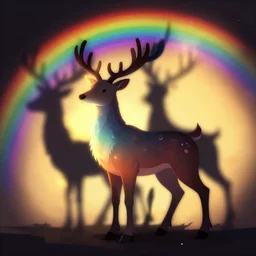 Reindeer made out of shadows, glow, rainbow, fursona, furry,
