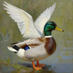 a duck on the prowl oil painting angel planells