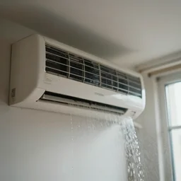 an air conditioner above a window in a teenager's room leaking dirty water, blurred, faded, depth of field, ultra realistic, very detailed, by gerhard richter, neo rauch and nadav kander, 8 k hyper realistic detailed cinematic still