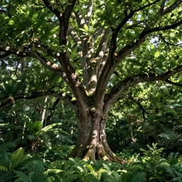 giant tree in a verdant forest, by tim doyle