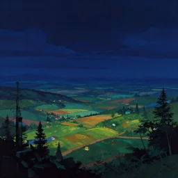Sci-Fi dark nighttime colorful wallpaper of a beautiful landscape art by Donato Giancola and Bayard Wu, digital art, trending on artstation, 4k