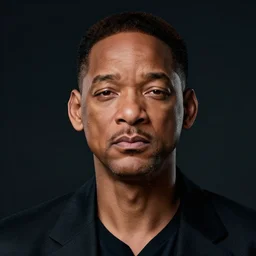 portrait of sad will smith. centered, dramatic posing. cinematic. dark background, hyper detailed, 4 k, high quality, smooth, sharp focus, hyper reealistic