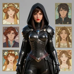 cassandra cain in destiny hunter armor, black armor, red lipstick wearing a hooded cloak, beautiful face!!!!, 2 7 years old, cg animation, realistic, character select portrait, by artgerm, greg rutkowski, alphonse mucha, 3 d