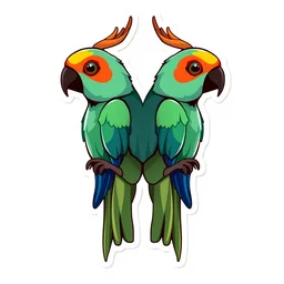 symmetrical cute parrot, vector sticker art, sticker, clean background, illustration, spread sheet, game icon