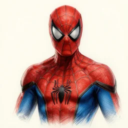 a well designed portrait of spiderman, detailed, realistic, sketch style, artstation, greg rutkowski, 8 k resolution.