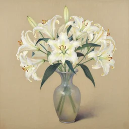 A painting of a vase of lilies by painter Feng Zikai