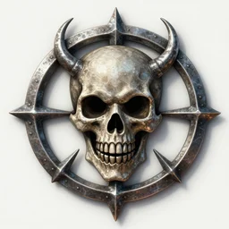ancient fantasy sign, evil skeleton horror symbol, from metal, eerie eye, hyper - detailed, artstation, cgsociety, 8 k