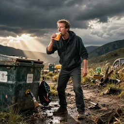 geoff keighley eating doritos while dumpster diving
