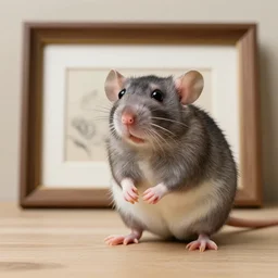 photo of a rat presenting art