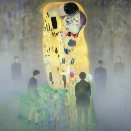 figures in the mist, in the style dustin yellin, of yoshitaka amano, ljuba popovic, miles johnston, agnes pelton, moebius, salmon khoshroo, lee griggs, timothy von rueden, odilon redon, miles johnston, klimt,