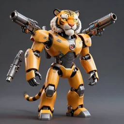a robot tiger with guns around him, photorealistic 3 d octane render, unreal engine - n 9