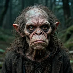 a very ugly man portrait looking like gollum
