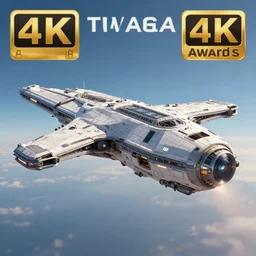 a giant spaceship flying in the sky, digital art, award winning, 4k, studio lighting
