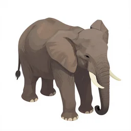 A photo of an elephant, isometric view, white background