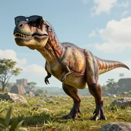 tyrannosaurus rex wearing sunglasses