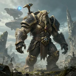 highly detailed elden ring portrait photo of a huge golurk. a massive spaceship in a scenic megalophobic dystopian environment in the background, hyperrealistic illustration by william didier - pouget
