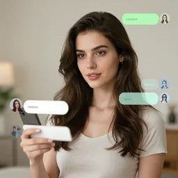 a beautiful brunette female replika chatbot ai