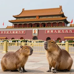 Tiananmen square massacre with capybaras