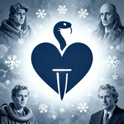 icon stylized minimalist heart and dagger below a snake surrounded by snowflakes, loftis, cory behance hd by jesper ejsing and zdzisław beksinski and norman rockwell and greg rutkowski weta studio, and lucasfilm - c 1 0