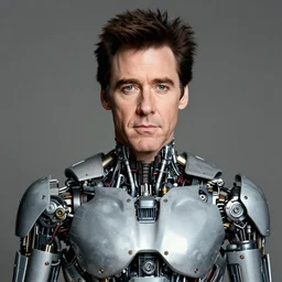 a portrait of jim carrey wearing mechanical implants